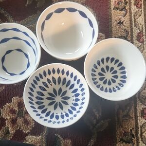 Blue and White Ceramic Dip Bowls Set